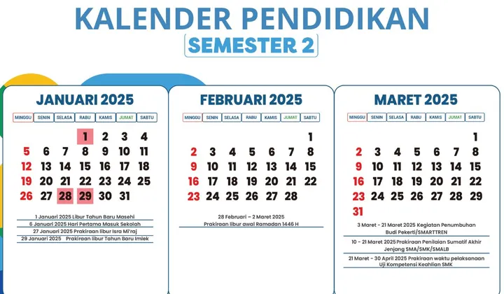 Download Kalender Pendidikan 2026 Semester 2 Sekolah SD SMP SMA