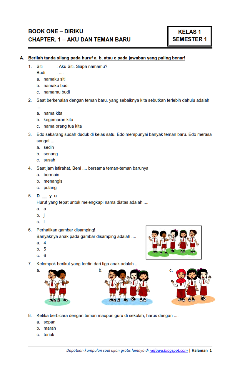 10 Contoh soal bahasa indonesia kelas 3 sd semester 1 yang sering muncul saat ujian