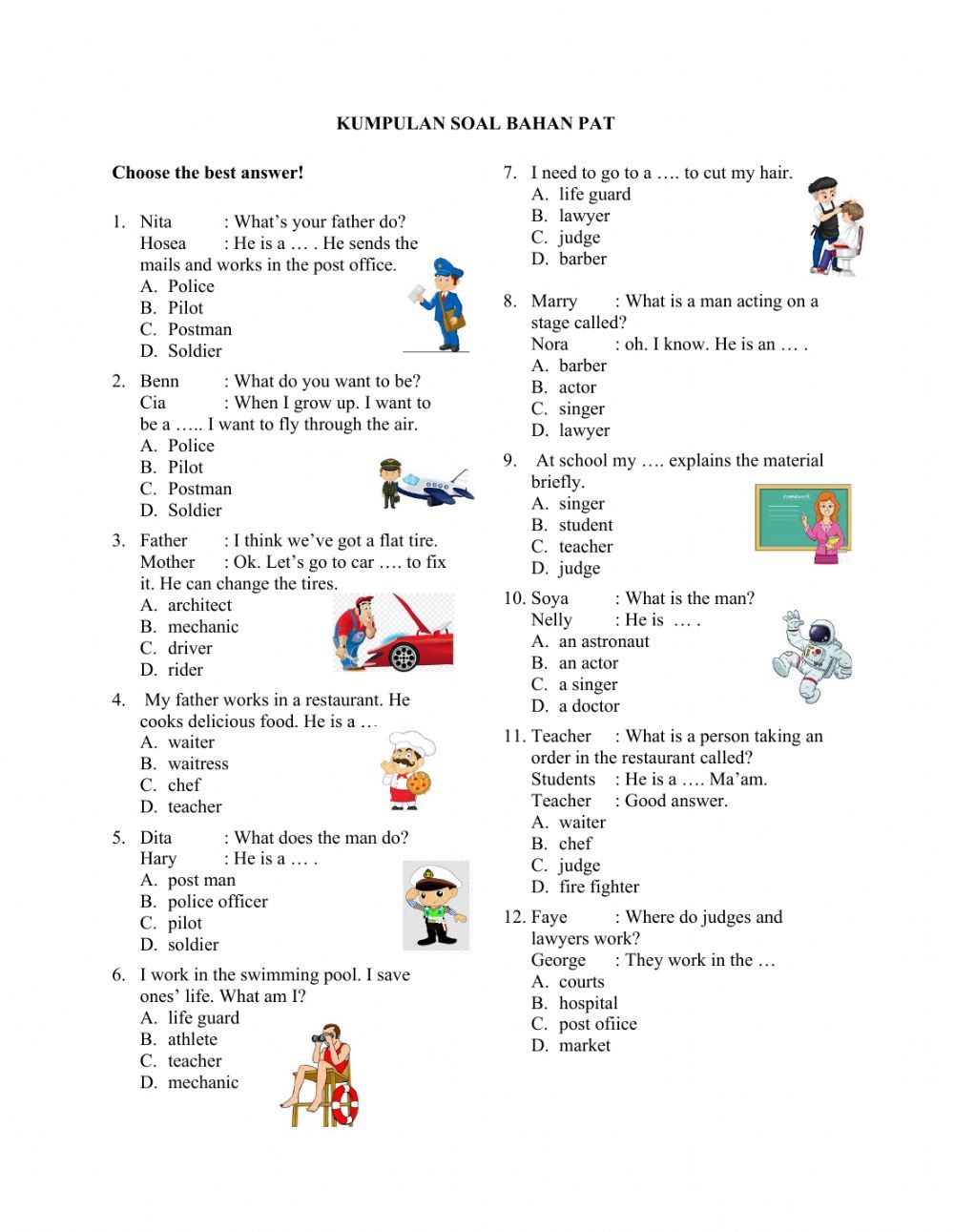 soal uts bahasa inggris kelas 3 sd semester 2
