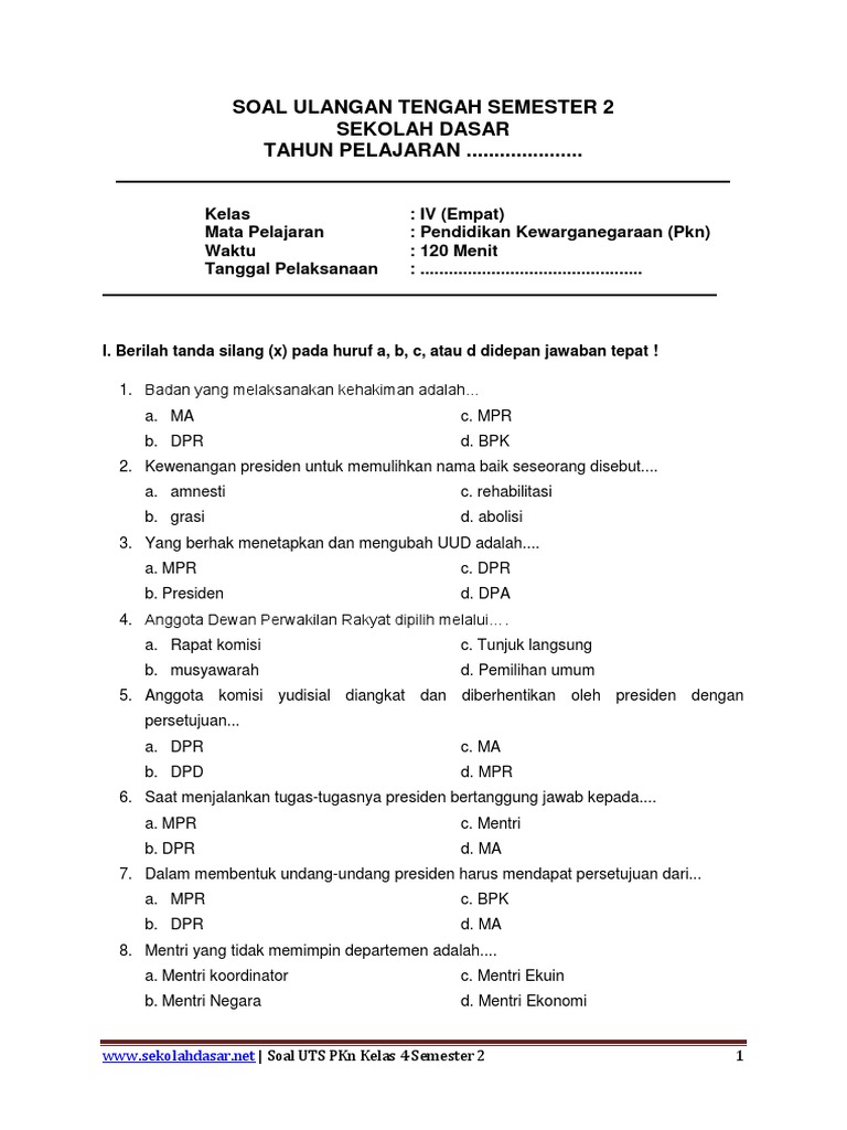 5 Soal PKN Kelas 4 Semester 2 yang Sering Muncul di STS 2026, Wajib Tahu