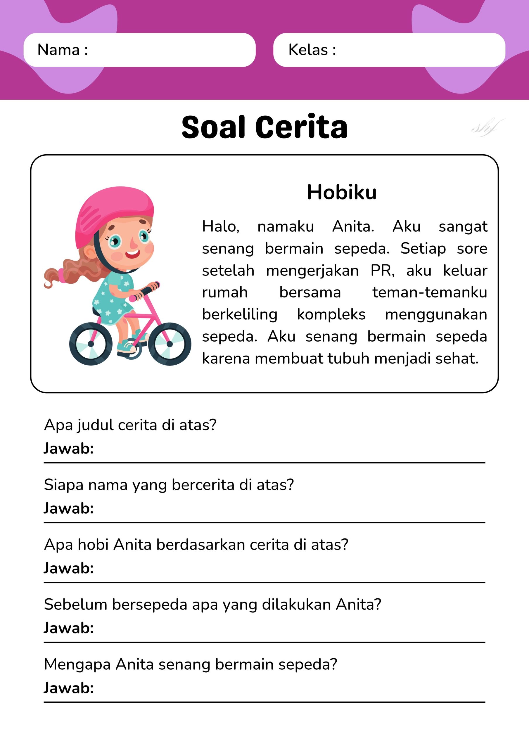 WORKSHEET Cerita Pendek di 2025 Materi membaca dan menulis Ide