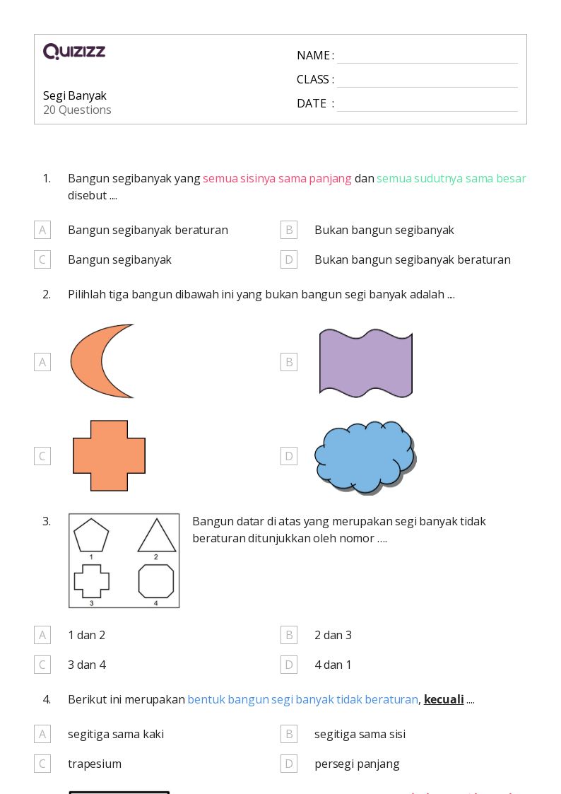 50 lembar kerja Bentuk Jamak Tidak Beraturan untuk Kelas 4 di Quizizz 50 lembar kerja Bentuk Jamak Tidak Beraturan untuk Kelas 4 di Quizizz