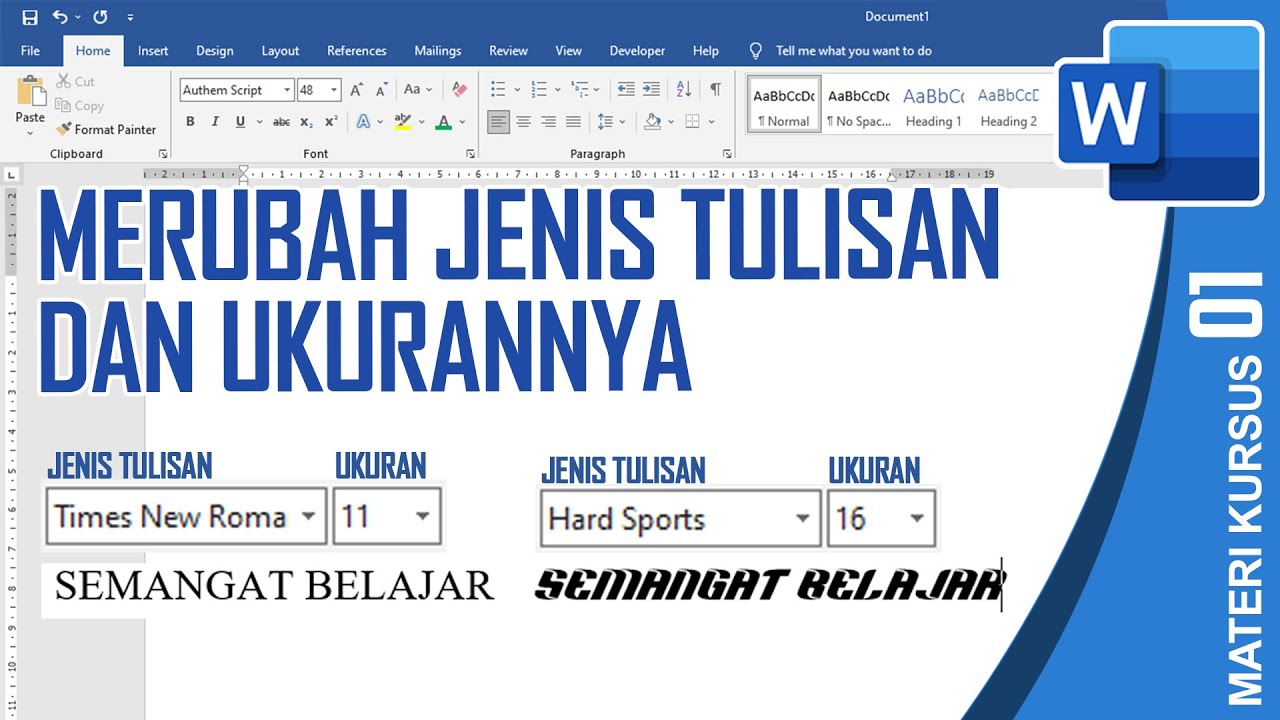 Cara merubah jenis tulisan dan ukuran tulisan di word WORD 1 - YouTube Cara merubah jenis tulisan dan ukuran tulisan di word WORD 1 - YouTube