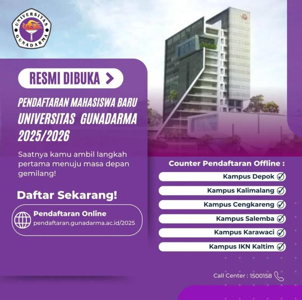 PENDAFTARAN MAHASISWA BARU UNIVERSITAS GUNADARMA 2025 2026 DIBUKA