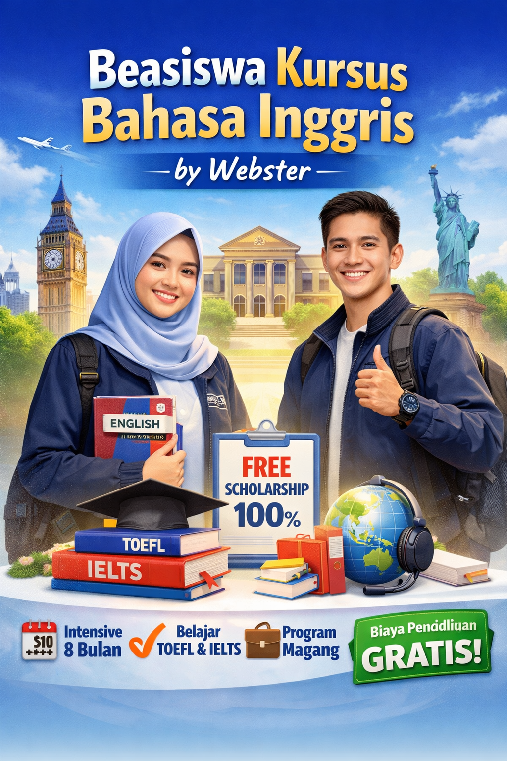 Beasiswa Kursus Bahasa Inggris 2026 - Webster Beasiswa Kursus Bahasa Inggris 2026 - Webster