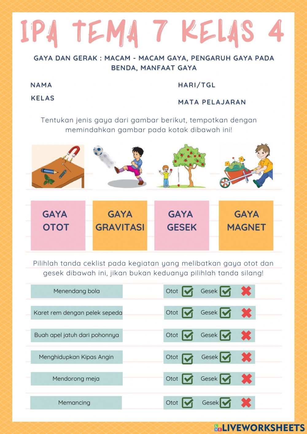 Contoh Soal Gaya Kelas 4 Tema 7 Energi dan Perubahannya Contoh Soal Gaya Kelas 4 Tema 7 Energi dan Perubahannya