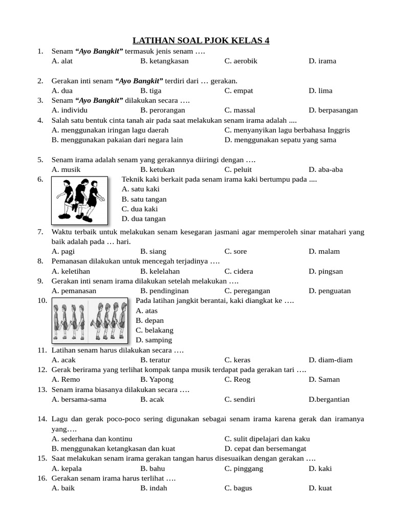 Latihan Soal PJOK Kelas 4 untuk Siswa PDF Latihan Soal PJOK Kelas 4 untuk Siswa PDF