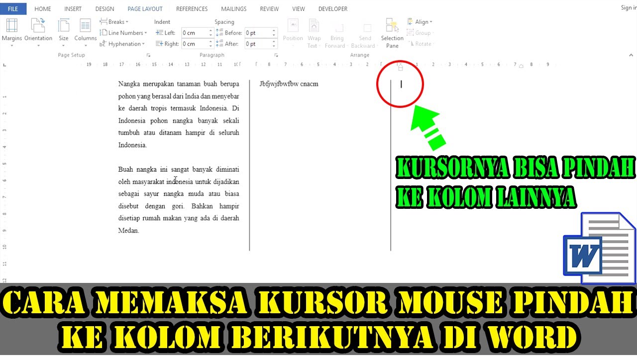 CARA MEMAKSA KURSOR MOUSE PINDAH KE KOLOM BERIKUTNYA DI WORD - YouTube CARA MEMAKSA KURSOR MOUSE PINDAH KE KOLOM BERIKUTNYA DI WORD - YouTube