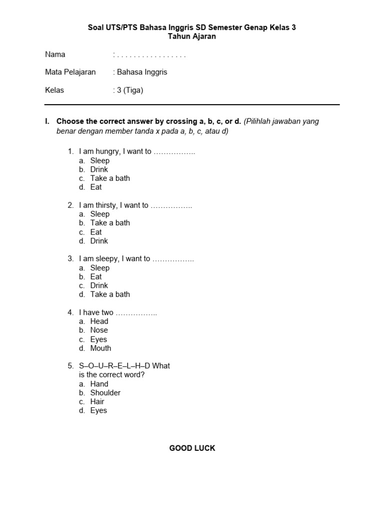 Pemetaan Soal UTS Bahasa Inggris Kelas 3 Ternyata Bisa Luruskan Kebijakan Bahasa Asing di SD Pemetaan Soal UTS Bahasa Inggris Kelas 3 Ternyata Bisa Luruskan Kebijakan Bahasa Asing di SD