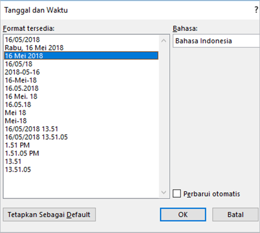 Menyisipkan tanggal hari ini dalam dokumen Word - Dukungan Microsoft