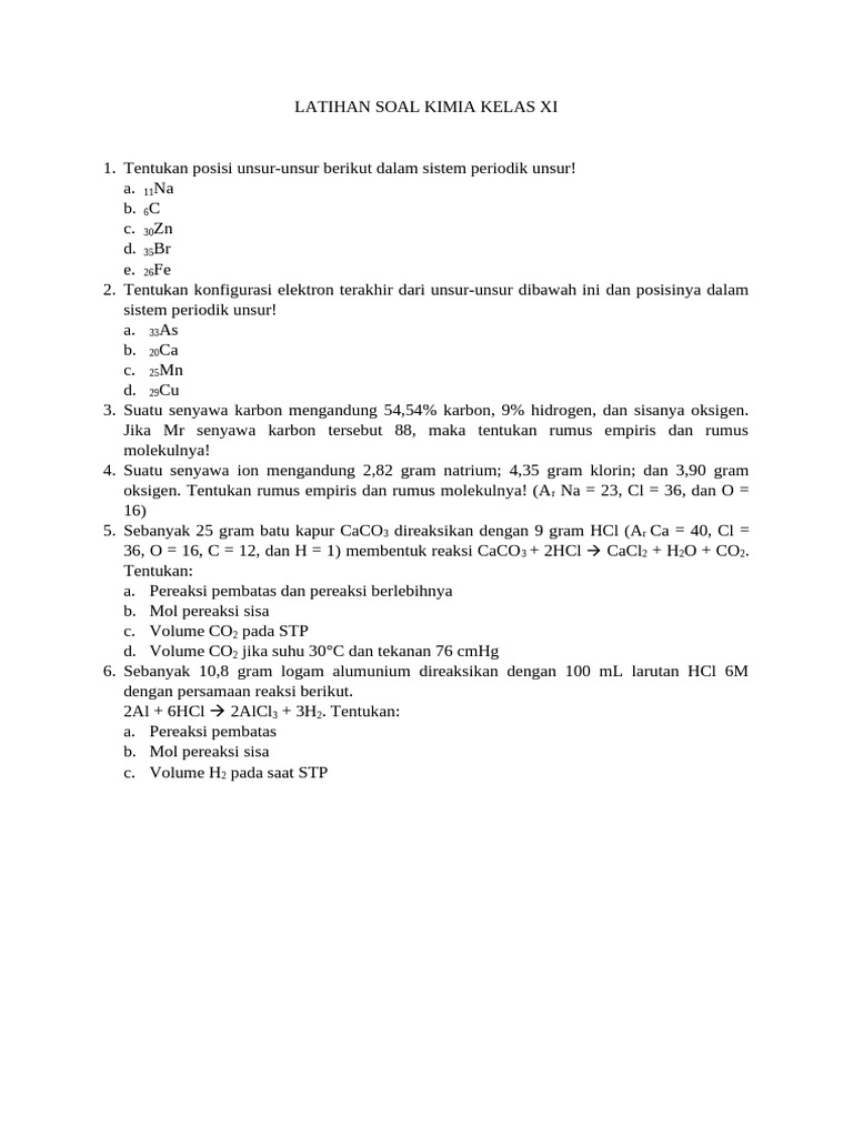 Rahasia Nilai Sempurna Pakai Latihan Soal Kimia Kelas 11 Semester 2 Doc Ini Ternyata Ampuh