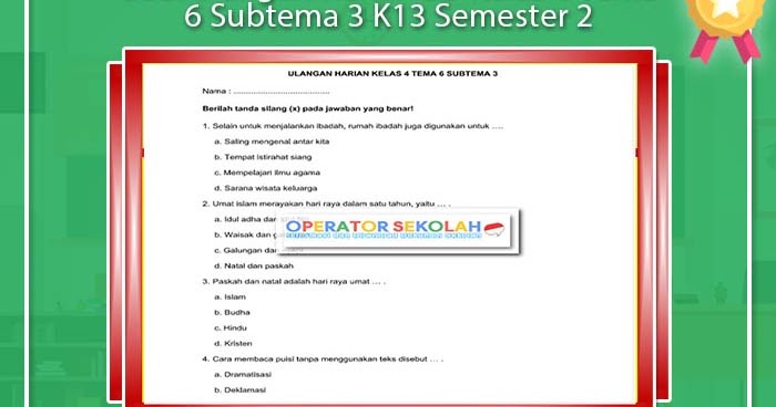 Rahasia Skor Sempurna Kerjakan Soal Tematik Tema 6 Subtema 3 Kelas 4 K13 Sekarang Juga Rahasia Skor Sempurna Kerjakan Soal Tematik Tema 6 Subtema 3 Kelas 4 K13 Sekarang Juga