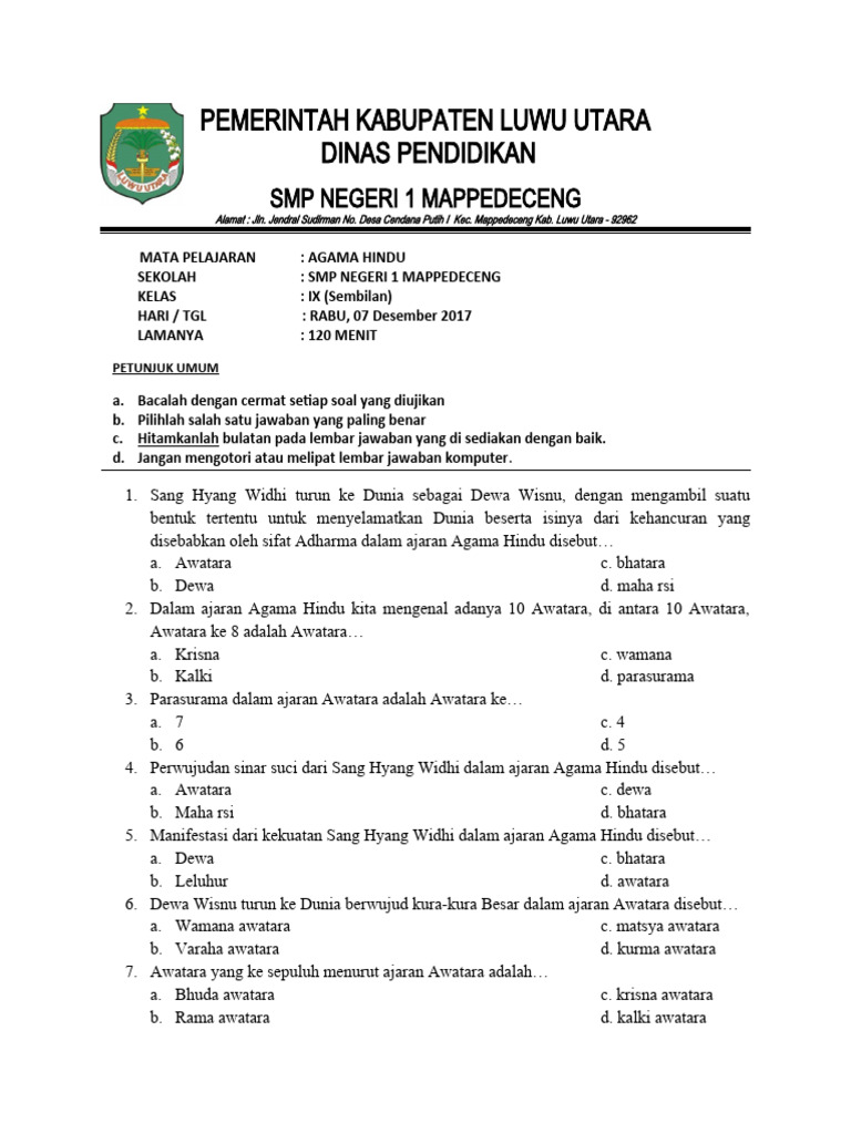 Rahasia Skor Sempurna dengan Latihan Soal Kelas IX Hindu Semester 2 Terbaru Rahasia Skor Sempurna dengan Latihan Soal Kelas IX Hindu Semester 2 Terbaru