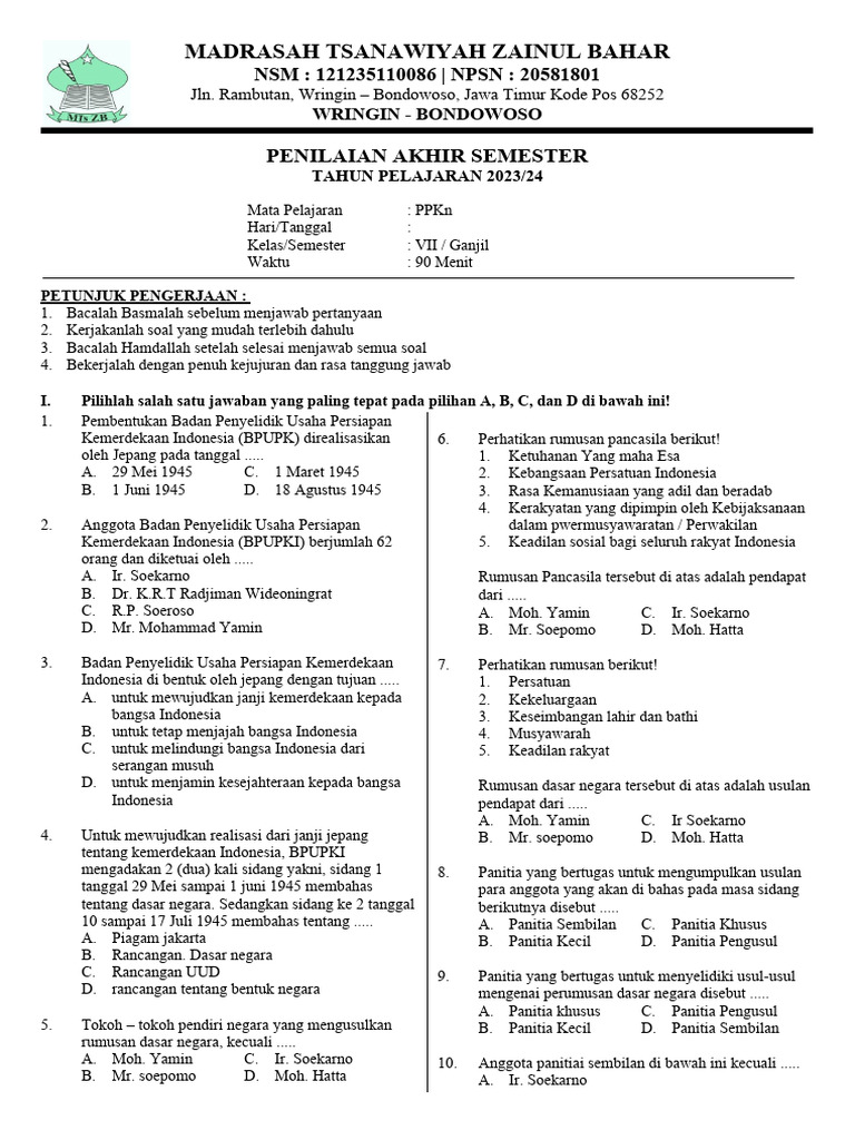 Rahasia Skor Tinggi Latihan Soal PPKN Kelas VII Semester 1 yang Wajib Kamu Coba Sekarang Rahasia Skor Tinggi Latihan Soal PPKN Kelas VII Semester 1 yang Wajib Kamu Coba Sekarang