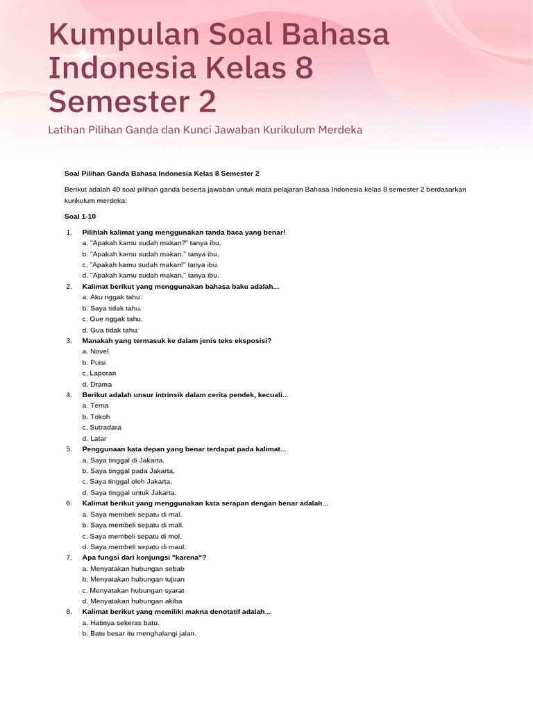 Rahasia Skor Tinggi Lewat Latihan Soal Kelas 8 Semester 2 Agar Siap Hadapi Ujian Rahasia Skor Tinggi Lewat Latihan Soal Kelas 8 Semester 2 Agar Siap Hadapi Ujian