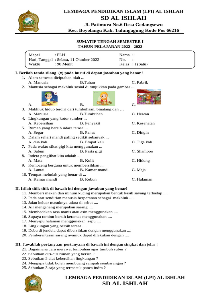 Rahasia Sukses Belajar dengan Latihan Soal PLH Kelas 1 Semester 1 Terbaru yang Wajib Tahu