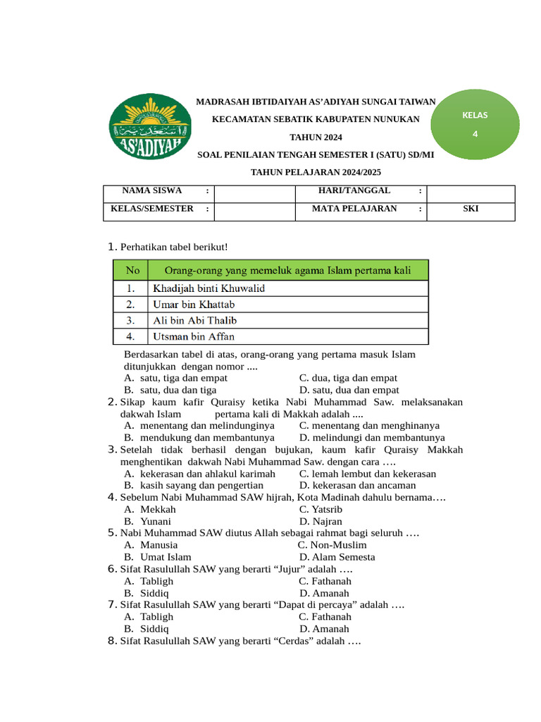 Wajib Tahu! Bocoran Latihan Soal Kota Yatsrib SKI Kelas 4 Semester 2 Agar Nilai Sempurna Wajib Tahu! Bocoran Latihan Soal Kota Yatsrib SKI Kelas 4 Semester 2 Agar Nilai Sempurna