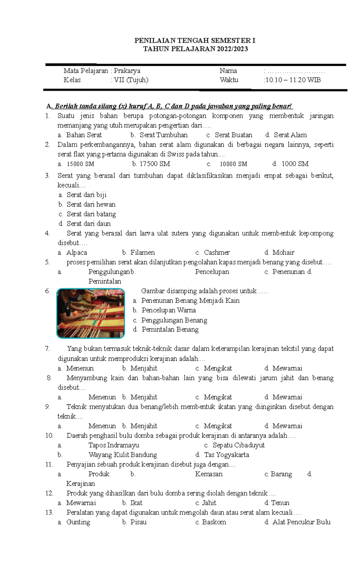 Wajib Tahu! Bocoran Latihan Soal Prakarya Kelas 7 PTS Semester 1 Agar Nilai Maksimal