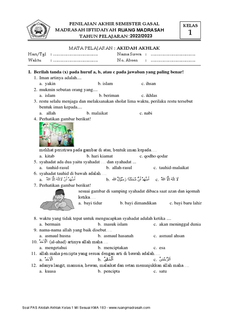 Wajib Tahu! Kumpulan latihan soal pts aqidah akhlak kelas 1 untuk persiapan ujian Wajib Tahu! Kumpulan latihan soal pts aqidah akhlak kelas 1 untuk persiapan ujian
