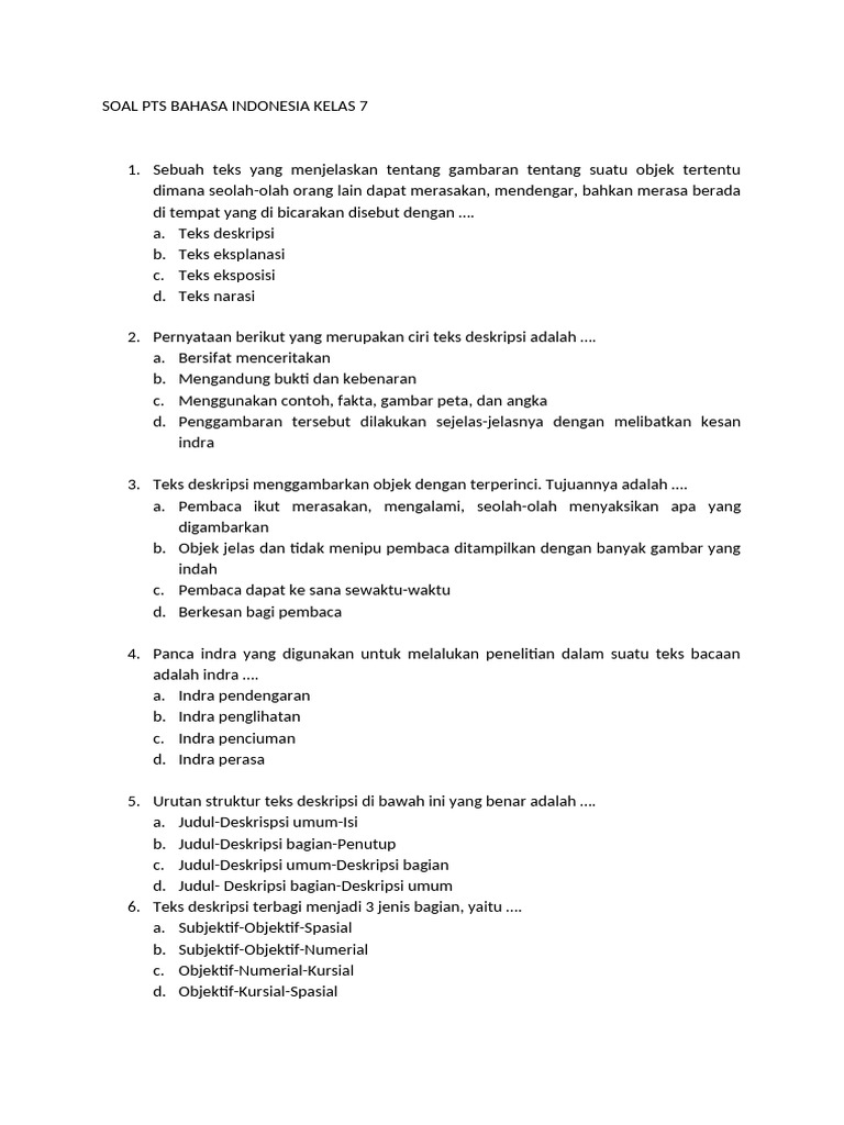 Wajib Tahu Latihan Soal PTS Bahasa Indonesia Kelas 7 Semester 1 Agar Nilai Maksimal