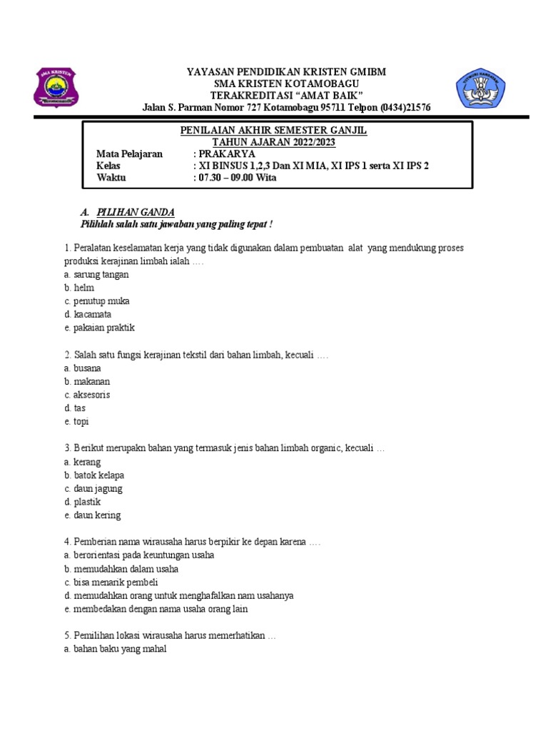Wajib Tahu! Rahasia Latihan Soal Prakarya Bab 3 Kelas XI K13 Sem 1 Agar Nilai Maksimal Wajib Tahu! Rahasia Latihan Soal Prakarya Bab 3 Kelas XI K13 Sem 1 Agar Nilai Maksimal